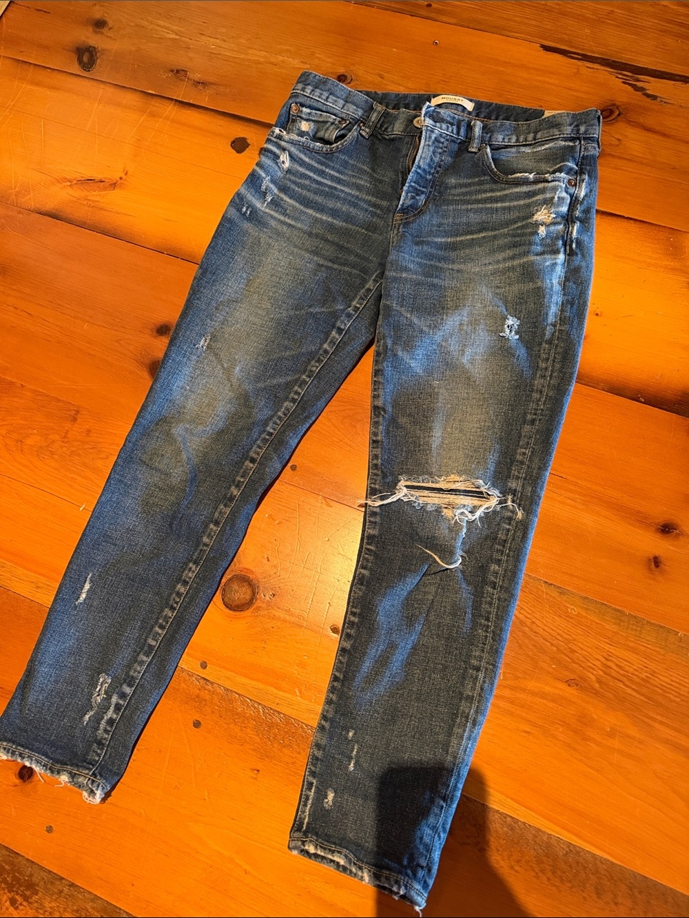 Women’s Moussy Distressed Blue Jeans - Casual Slim Fit